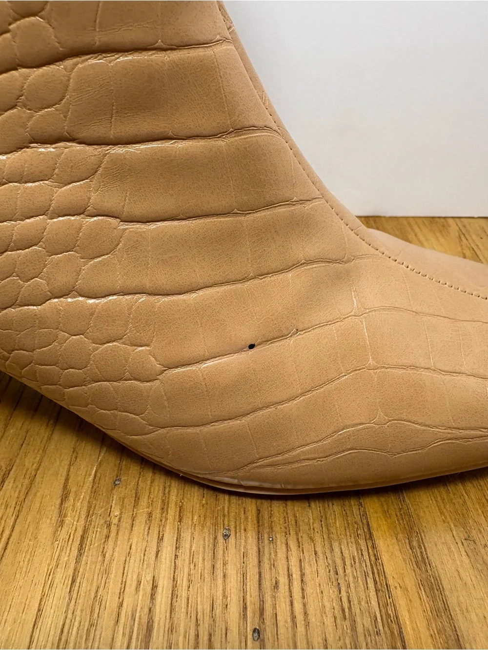 French Connection || Tan Crocodile Embossed Ankle Boots Block Heel Sz 9